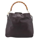 GUCCI Bamboo Shoulder Bag Leather 2way Dark Brown Gold 001 0166 1577 Auth LN160-13