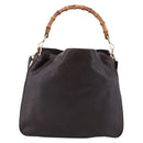 GUCCI Bamboo Shoulder Bag Leather 2way Dark Brown Gold 001 0166 1577 Auth LN160-2
