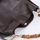 GUCCI Bamboo Shoulder Bag Leather 2way Dark Brown Gold 001 0166 1577 Auth LN160-6