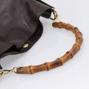 GUCCI Bamboo Shoulder Bag Leather 2way Dark Brown Gold 001 0166 1577 Auth LN160-7