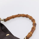 GUCCI Bamboo Shoulder Bag Leather 2way Dark Brown Gold 001 0166 1577 Auth LN160-14