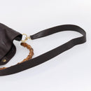 GUCCI Bamboo Shoulder Bag Leather 2way Dark Brown Gold 001 0166 1577 Auth LN160-8