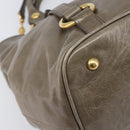 Miu Miu Hand Bag Vitellolux 2way Brown Gold Auth LN167V-17