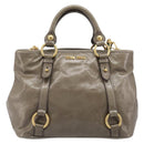Miu Miu Hand Bag Vitellolux 2way Brown Gold Auth LN167V-13