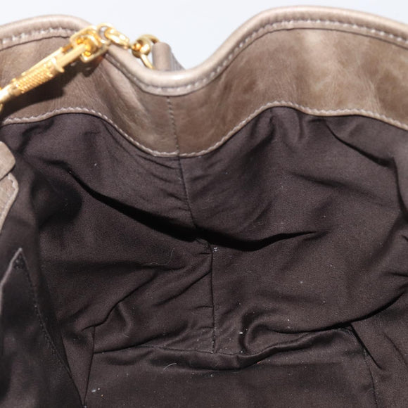 Miu Miu Hand Bag Vitellolux 2way Brown Gold Auth LN167V