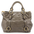 Miu Miu Hand Bag Vitellolux 2way Brown Gold Auth LN167V-2