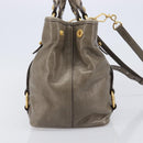 Miu Miu Hand Bag Vitellolux 2way Brown Gold Auth LN167V-3