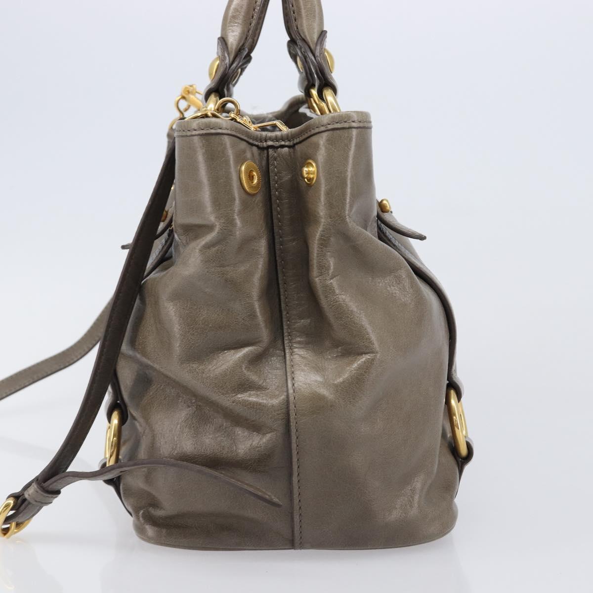 Miu Miu Hand Bag Vitellolux 2way Brown Gold Auth LN167V | Brand