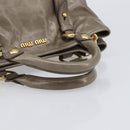 Miu Miu Hand Bag Vitellolux 2way Brown Gold Auth LN167V-7