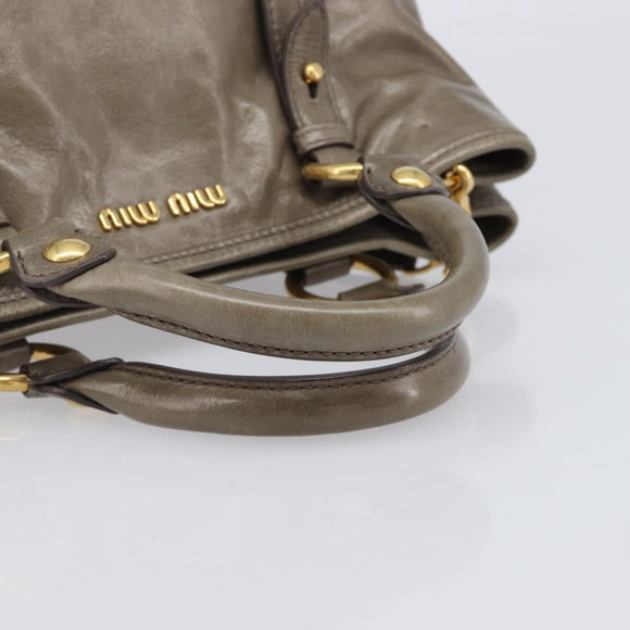 Miu Miu Hand Bag Vitellolux 2way Brown Gold Auth LN167V
