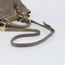 Miu Miu Hand Bag Vitellolux 2way Brown Gold Auth LN167V-8
