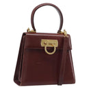 Salvatore Ferragamo Gancini Hand Bag Leather 2way Brown Gold Auth LN168-1
