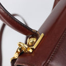 Salvatore Ferragamo Gancini Hand Bag Leather 2way Brown Gold Auth LN168-17