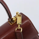 Salvatore Ferragamo Gancini Hand Bag Leather 2way Brown Gold Auth LN168-19