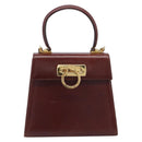 Salvatore Ferragamo Gancini Hand Bag Leather 2way Brown Gold Auth LN168-2