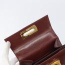 Salvatore Ferragamo Gancini Hand Bag Leather 2way Brown Gold Auth LN168-22