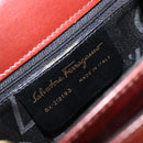 Salvatore Ferragamo Gancini Hand Bag Leather 2way Brown Gold Auth LN168-23