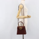 Salvatore Ferragamo Gancini Hand Bag Leather 2way Brown Gold Auth LN168-30