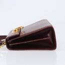 Salvatore Ferragamo Gancini Hand Bag Leather 2way Brown Gold Auth LN168-5