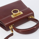 Salvatore Ferragamo Gancini Hand Bag Leather 2way Brown Gold Auth LN168-6