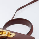Salvatore Ferragamo Gancini Hand Bag Leather 2way Brown Gold Auth LN168-8
