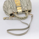 Miu Miu Gathered Hand Bag Leather 2way Gray Gold Auth LN169-9