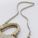 Miu Miu Gathered Hand Bag Leather 2way Gray Gold Auth LN169-11