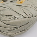 Miu Miu Gathered Hand Bag Leather 2way Gray Gold Auth LN169-14