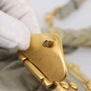 Miu Miu Gathered Hand Bag Leather 2way Gray Gold Auth LN169-18