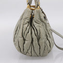 Miu Miu Gathered Hand Bag Leather 2way Gray Gold Auth LN169-4