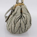 Miu Miu Gathered Hand Bag Leather 2way Gray Gold Auth LN169-4