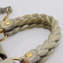 Miu Miu Gathered Hand Bag Leather 2way Gray Gold Auth LN169-7