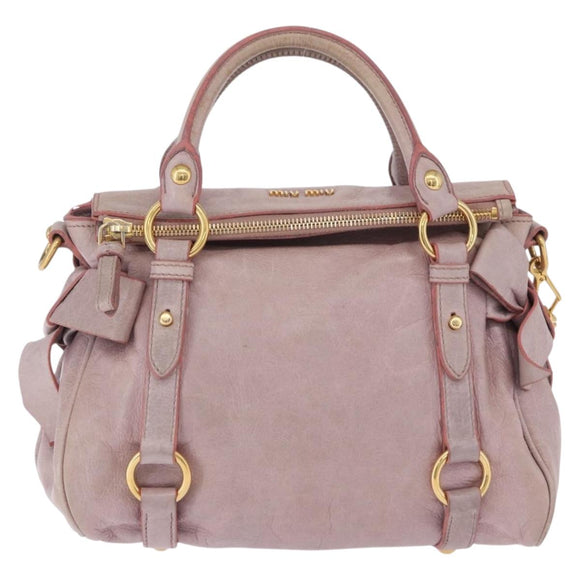 Miu Miu Hand Bag Vitellolux 2way Pink Gold Auth LN171V