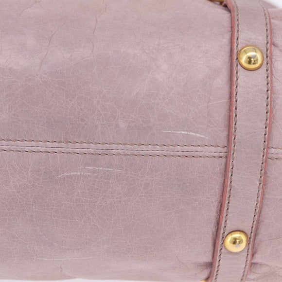 Miu Miu Hand Bag Vitellolux 2way Pink Gold Auth LN171V