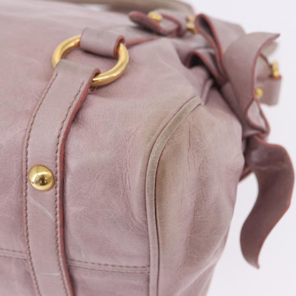 Miu Miu Hand Bag Vitellolux 2way Pink Gold Auth LN171V