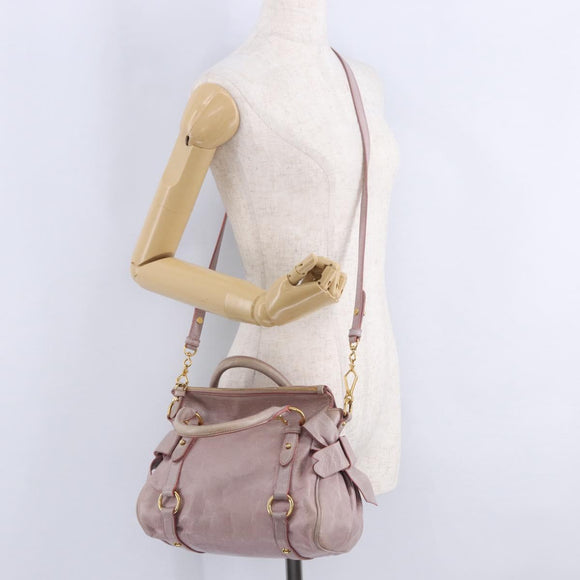 Miu Miu Hand Bag Vitellolux 2way Pink Gold Auth LN171V