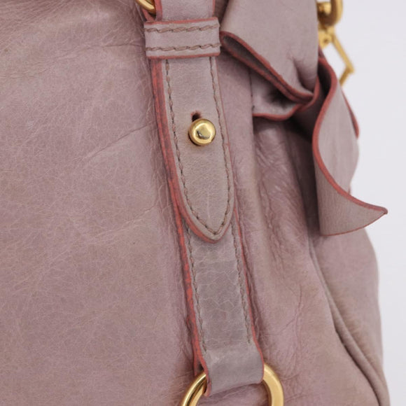 Miu Miu Hand Bag Vitellolux 2way Pink Gold Auth LN171V