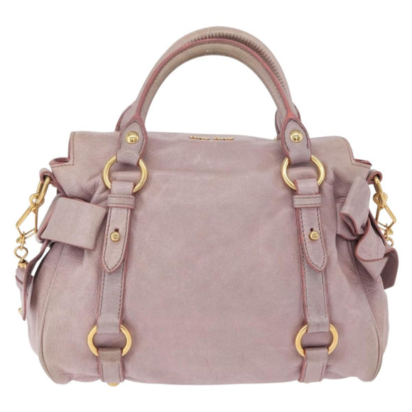 Miu Miu Hand Bag Vitellolux 2way Pink Gold Auth LN171V