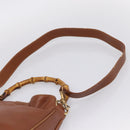 GUCCI Bamboo Shoulder Bag Leather 2way Brown Gold Auth LN172-10