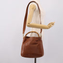 GUCCI Bamboo Shoulder Bag Leather 2way Brown Gold Auth LN172-24
