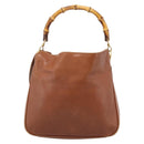 GUCCI Bamboo Shoulder Bag Leather 2way Brown Gold Auth LN172-3
