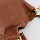 GUCCI Bamboo Shoulder Bag Leather 2way Brown Gold Auth LN172-6