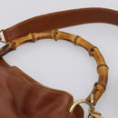 GUCCI Bamboo Shoulder Bag Leather 2way Brown Gold Auth LN172-8
