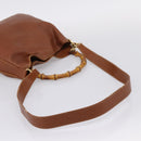 GUCCI Bamboo Shoulder Bag Leather 2way Brown Gold Auth LN172-9