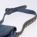 CHANEL Bicolore Waist Bag Leather Blue Gold CC Auth LN173-12
