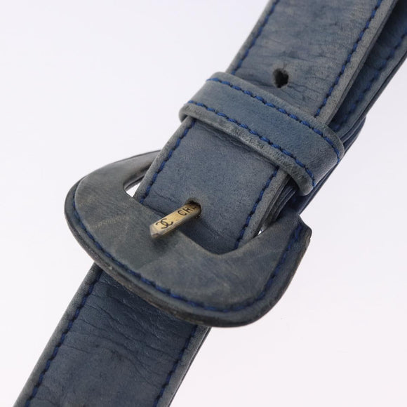 CHANEL Bicolore Waist Bag Leather Blue Gold CC Auth LN173