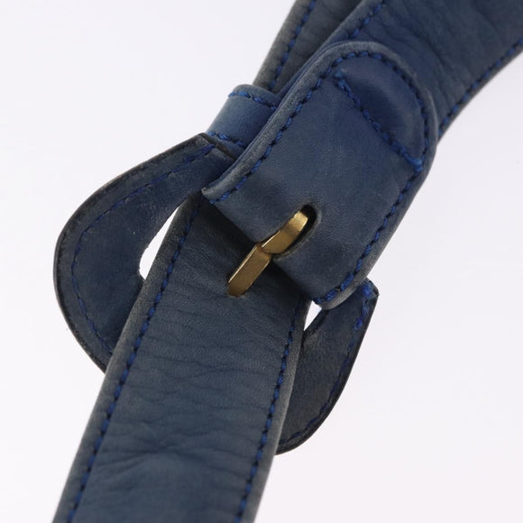 CHANEL Bicolore Waist Bag Leather Blue Gold CC Auth LN173