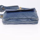 CHANEL Bicolore Waist Bag Leather Blue Gold CC Auth LN173-17