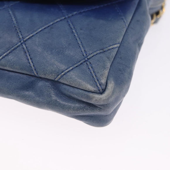 CHANEL Bicolore Waist Bag Leather Blue Gold CC Auth LN173