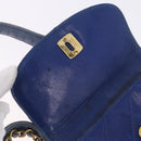 CHANEL Bicolore Waist Bag Leather Blue Gold CC Auth LN173-25